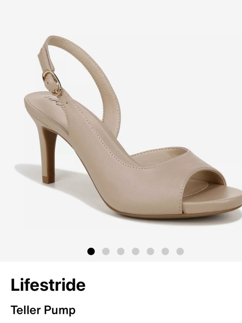 Life Stride Nude Beige Slingback Peep-Toe Heel